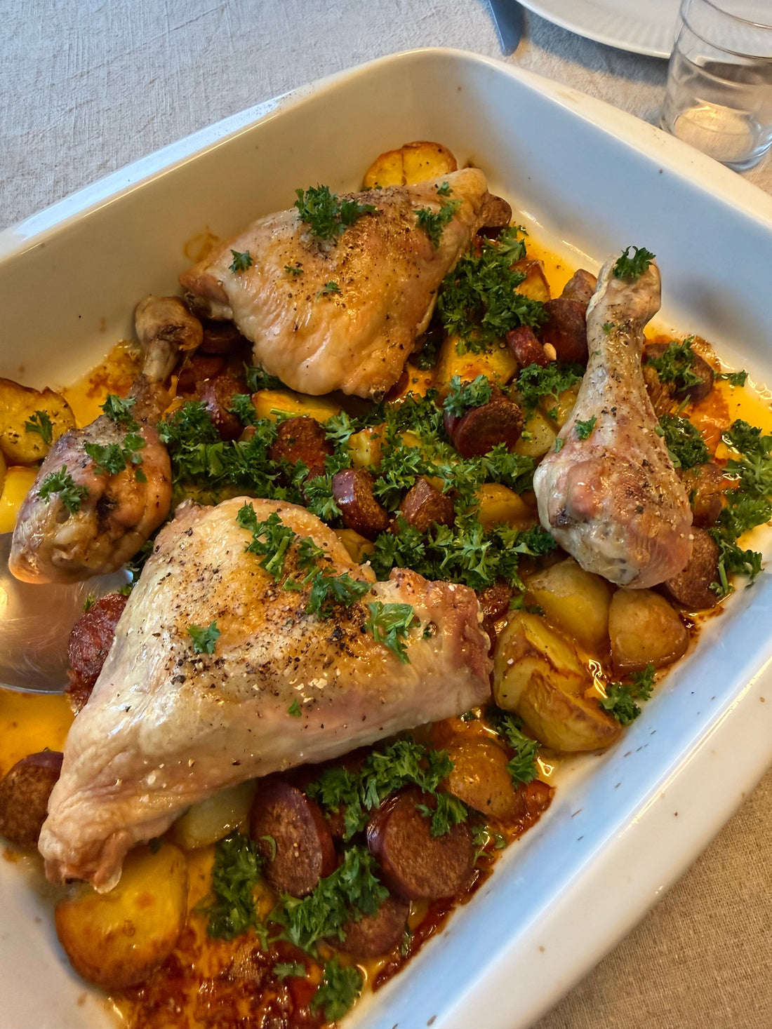 Kylling, Chorizo og sprøde kartofler